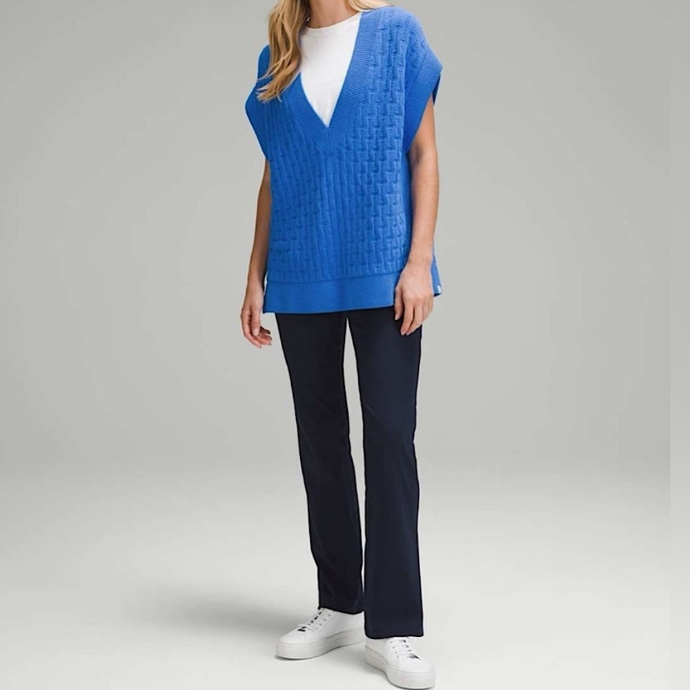 Lululemon Cable-Knit Relaxed-Fit Sweater Vest Oversized Pipe Dream Blue‎ Large